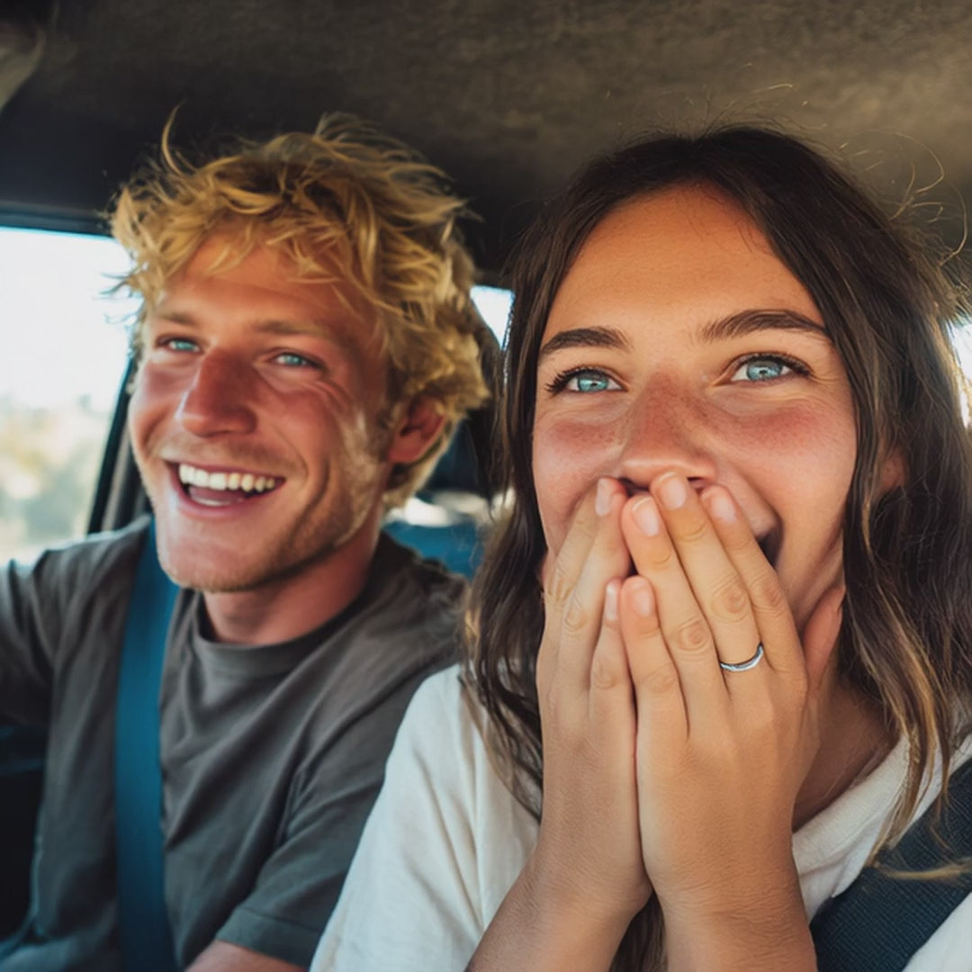 Load video: Happy couple listening to custom song